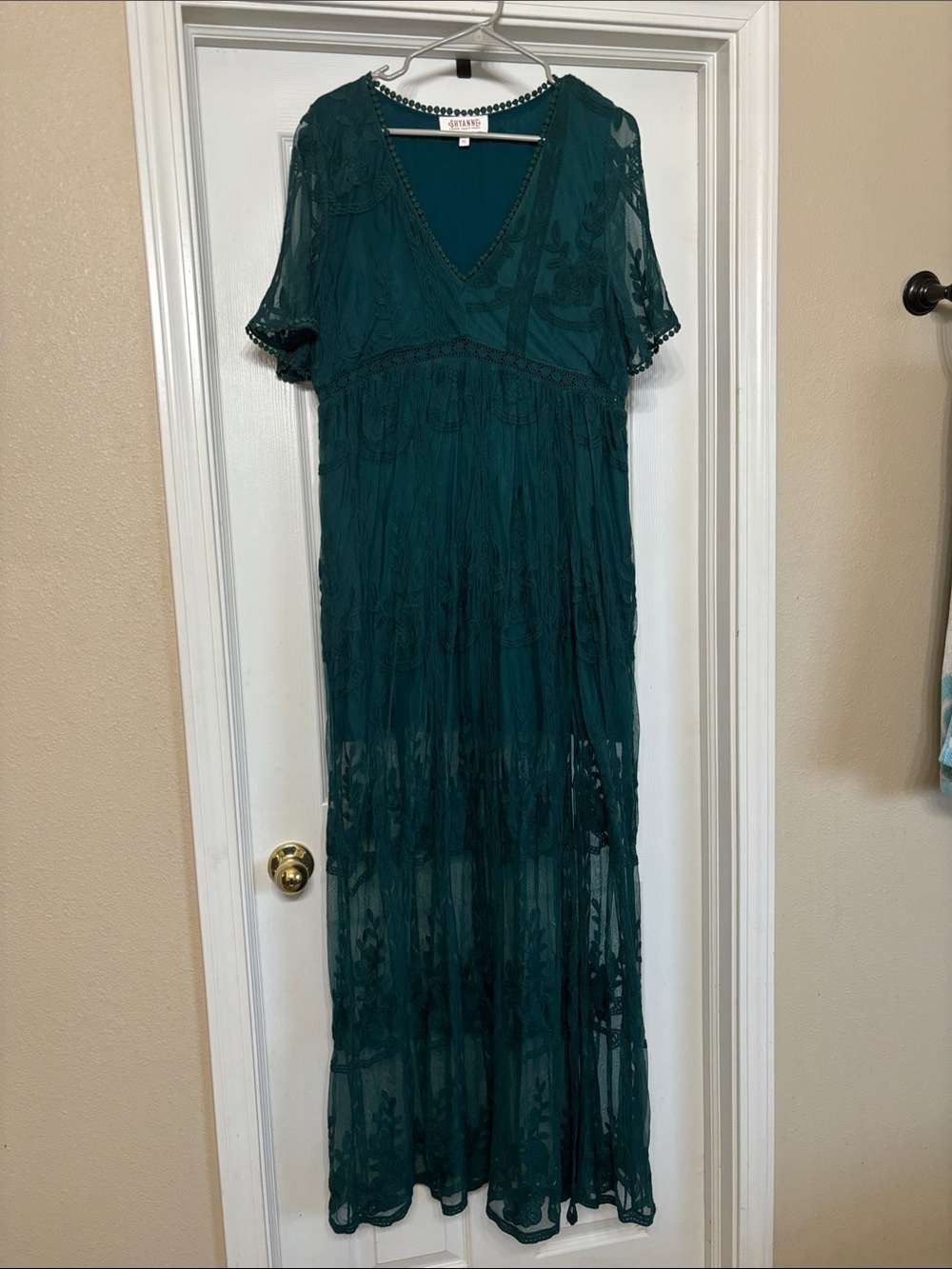 Shyanne Teal Green Lace Maxi Dress